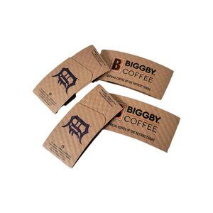 Detroit Tigers Biggby Coffee Disposable Cup Sleeves Set Of 4 Hot Cold Cardboard